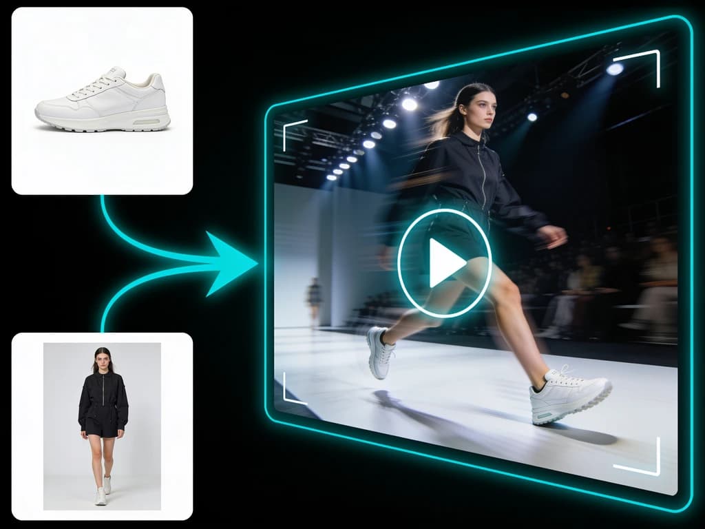 Product photo and model reference turned into a fashion runway marketing video